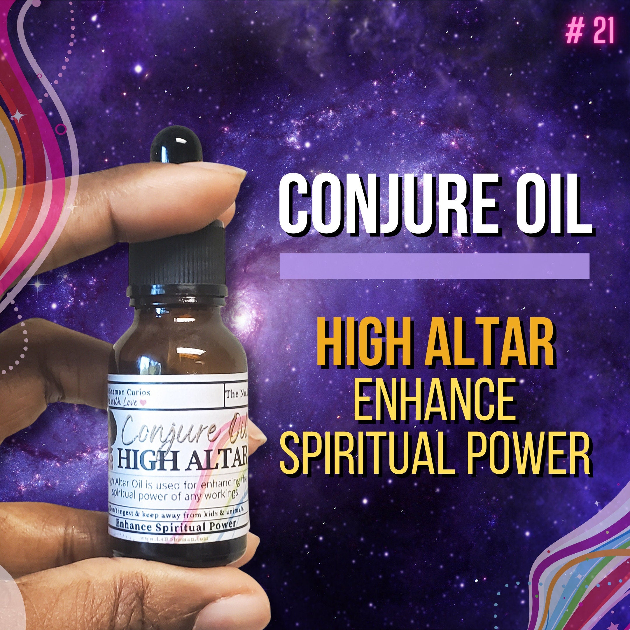 High Altar oil, spiritual power, conjure oil, hoodoo oil, like art of the root, spell oil, anointing oil, witch oil, hoodoo supplies, intention oil, ritual oil, altar oil, protection oil, magic oil, curios, witch body oil, lucky mojo.