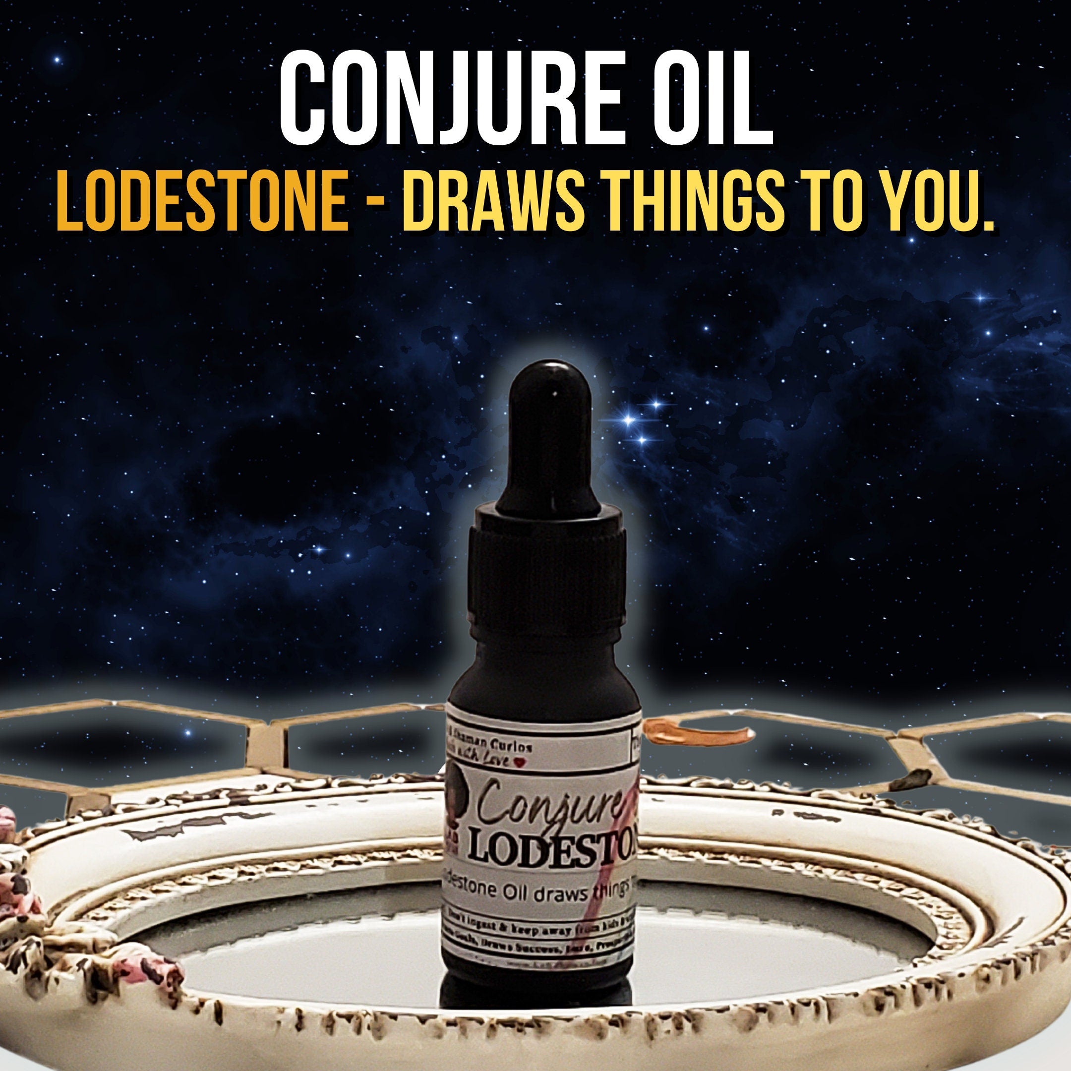 Lodestone oil, conjure oil, hoodoo oil, like art of the root, spell oil, anointing oil, witch oil, hoodoo supplies, intention oil, ritual oil, altar oil, protection oil, magic oil, curios, remove negative, witch body oil, like lucky mojo.