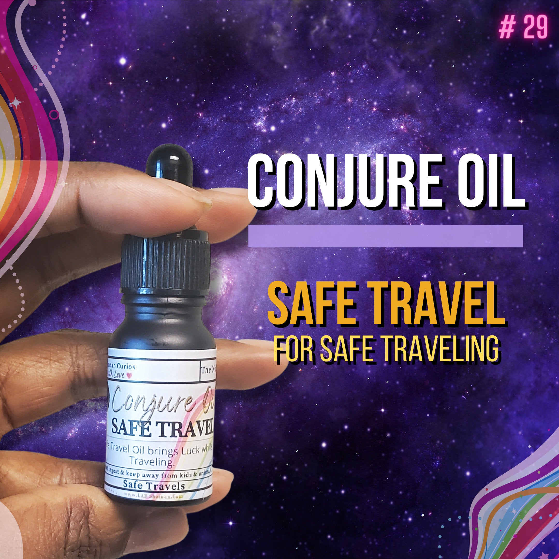 Safe Travel, conjure oil, hoodoo oil, like art of the root, spell oil, anointing oil, witch oil, hoodoo supplies, intention oil, ritual oil, altar oil, protection oil, magic oil, curios, remove negative, witch body oil, like lucky mojo.