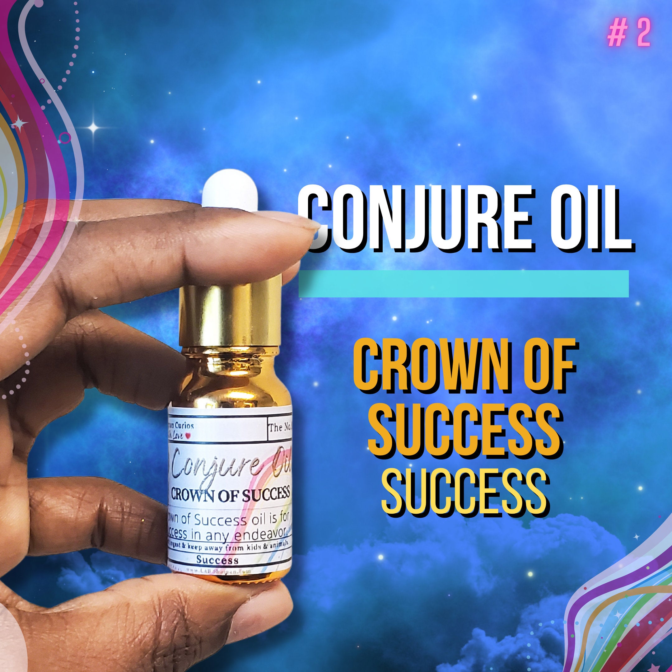 Crown of success oil , conjure oil, hoodoo oil, like art of the root, spell oil, anointing oil, witchcraft oil, hoodoo supplies, intention oil, ritual oil, altar oil, protection oil, blessing oil, magic oil, curios, van van oil, witch oil.