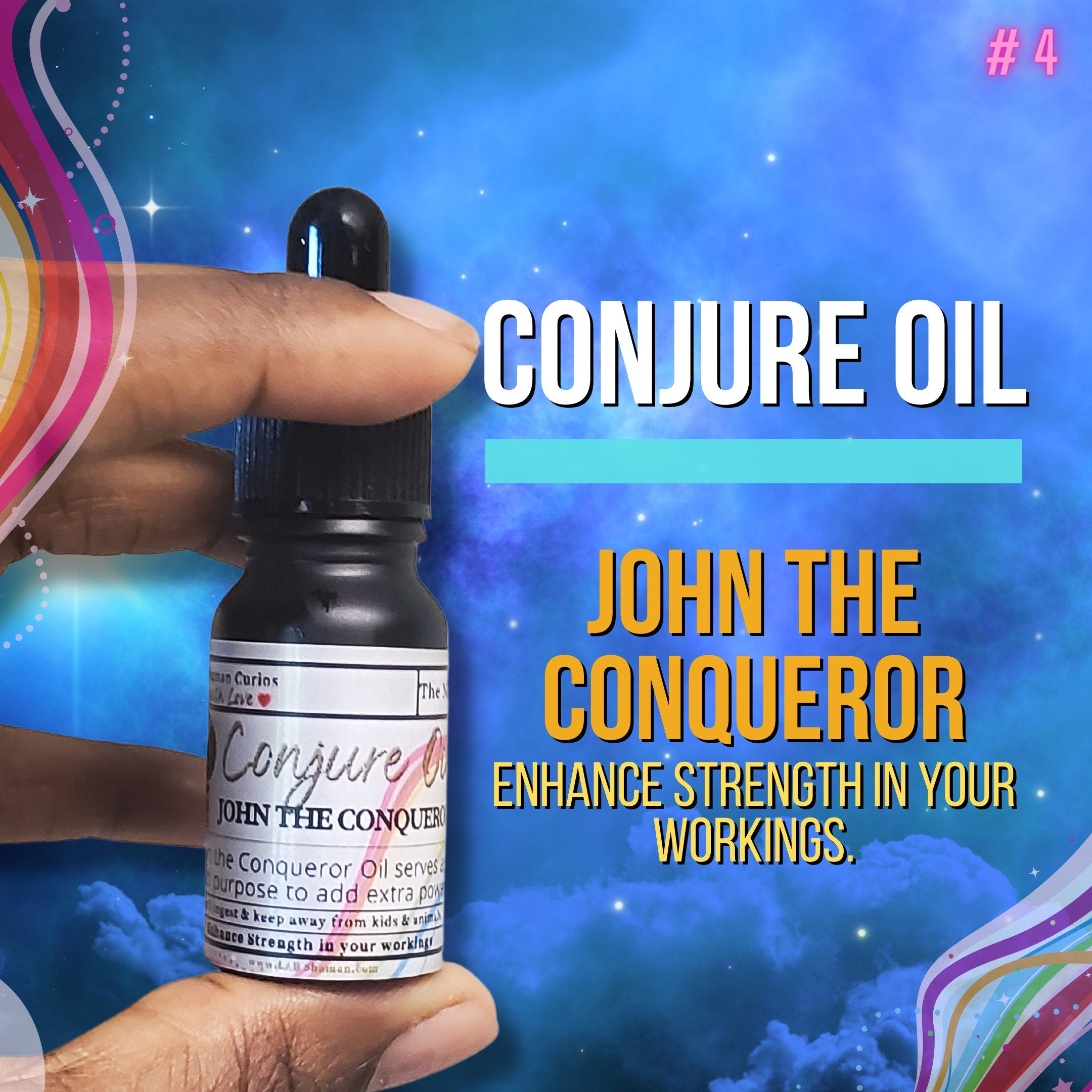 John the Conqueror oil , conjure oil, hoodoo oil, like art of the root, spell oil, anointing oil, witchcraft oil, hoodoo supplies, intention oil, ritual oil, altar oil, protection oil, blessing oil, magic oil, curios, van van oil, witch oil.