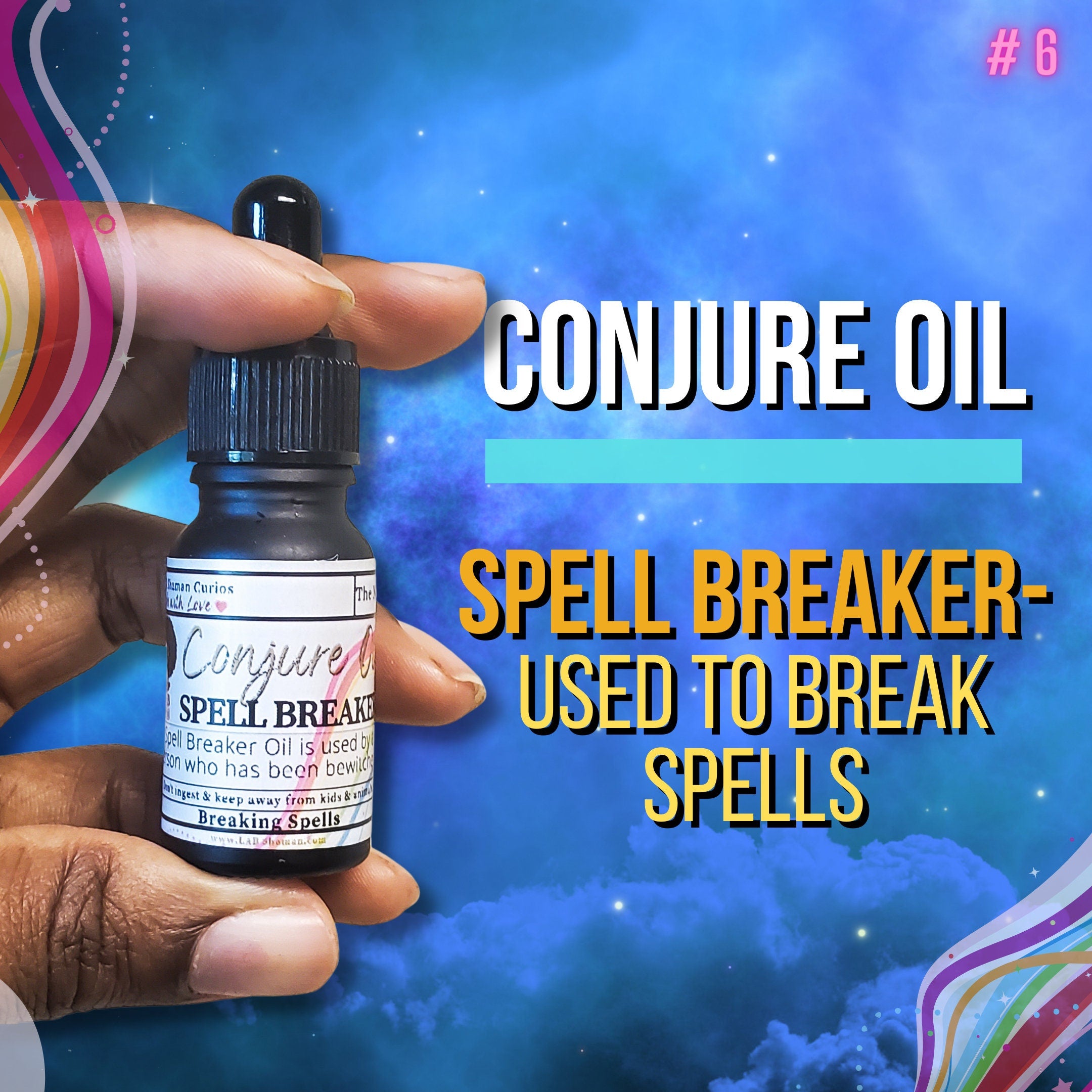 Spell breaker oil, Conjure oil, hoodoo oil, like art of the root, spell oil,  anointing oil, witchcraft oil, hoodoo supplies, intention oil, ritual oil, altar oil, protection oil, blessing oil, magic oil, curios, van van oil,  witch oil.