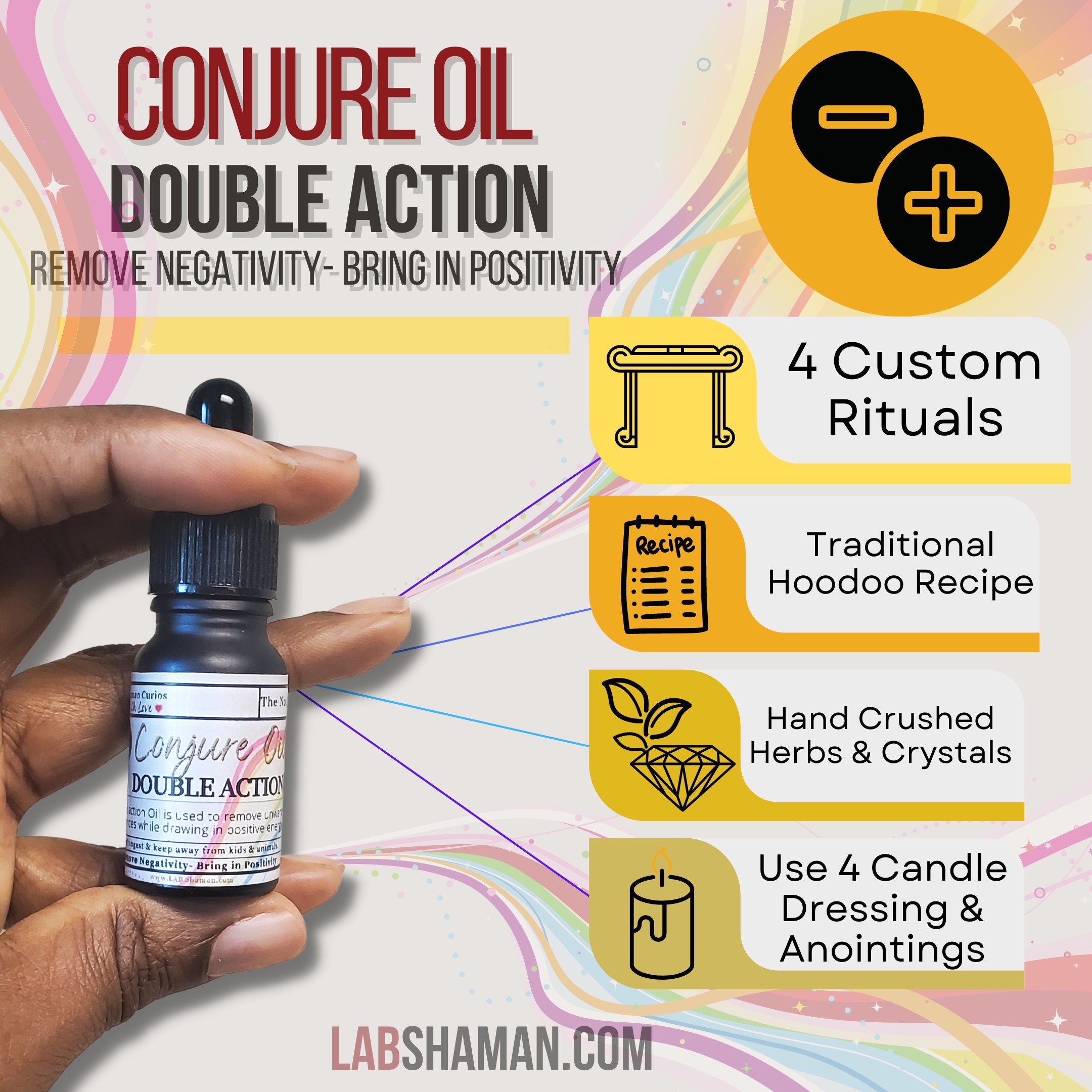 Double-action oil, conjure oil, hoodoo oil, like art of the root, spell oil, anointing oil, witchcraft oil, hoodoo supplies, intention oil, ritual oil, altar oil, protection oil, blessing oil, magic oil, curios, van van oil, witch oil.