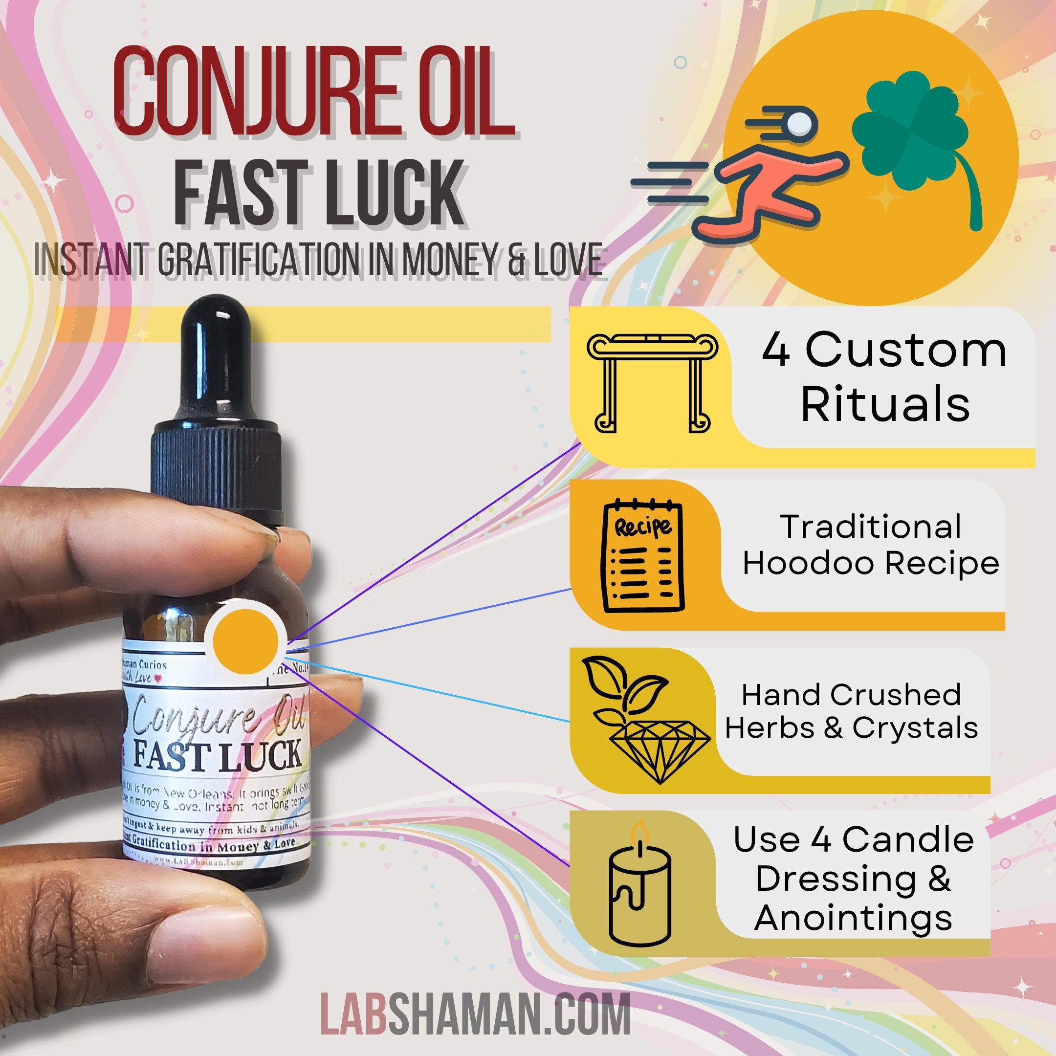 Fast luck oil, conjure oil, hoodoo oil, like art of the root, spell oil, anointing oil, witchcraft oil, hoodoo supplies, intention oil, ritual oil, altar oil, protection oil, blessing oil, magic oil, curios, van van oil, witch oil.