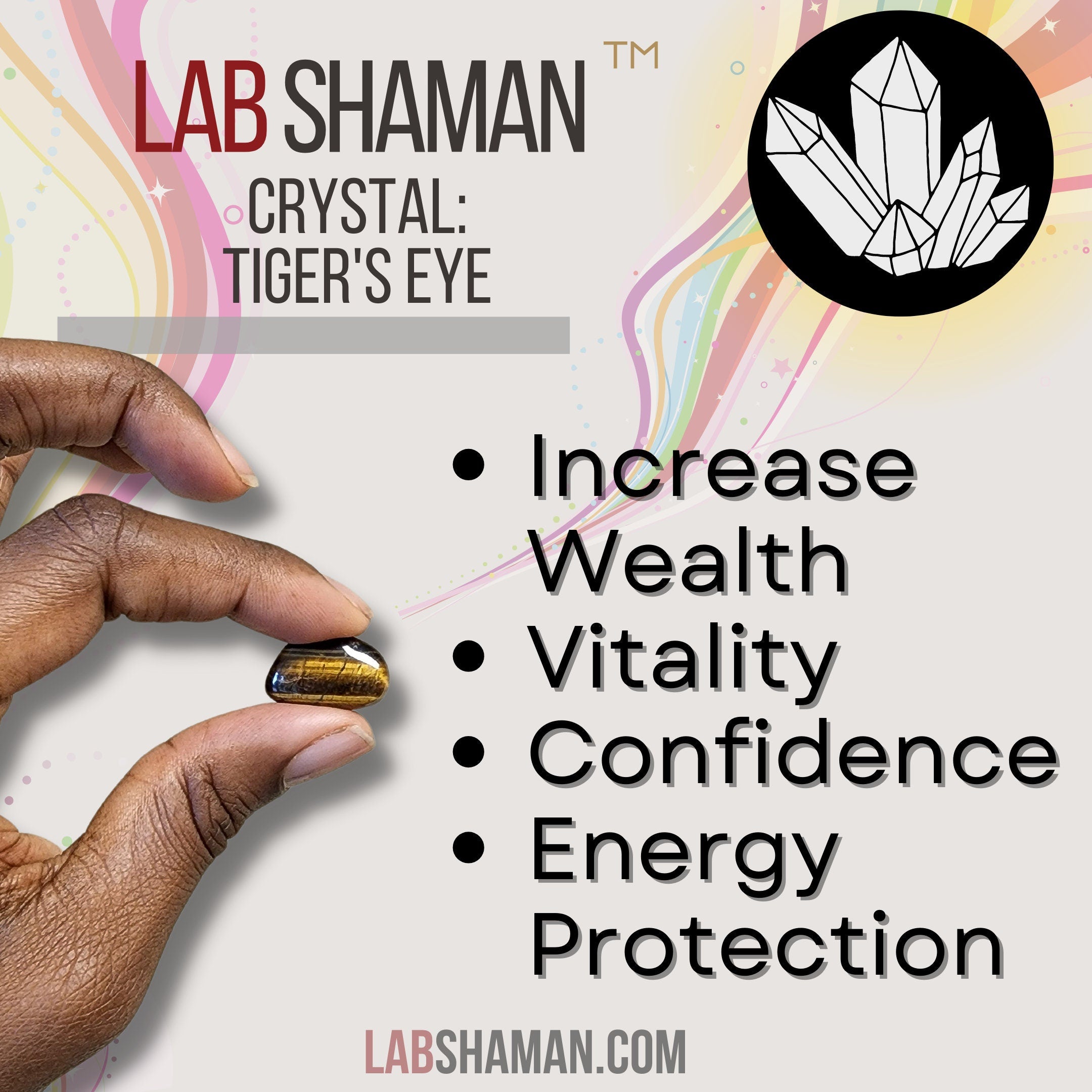 lab shaman, ethically sourced crystals, tigers eye, protection, energy protection, beautiful crystals, metaphysical store, florida water, reiki