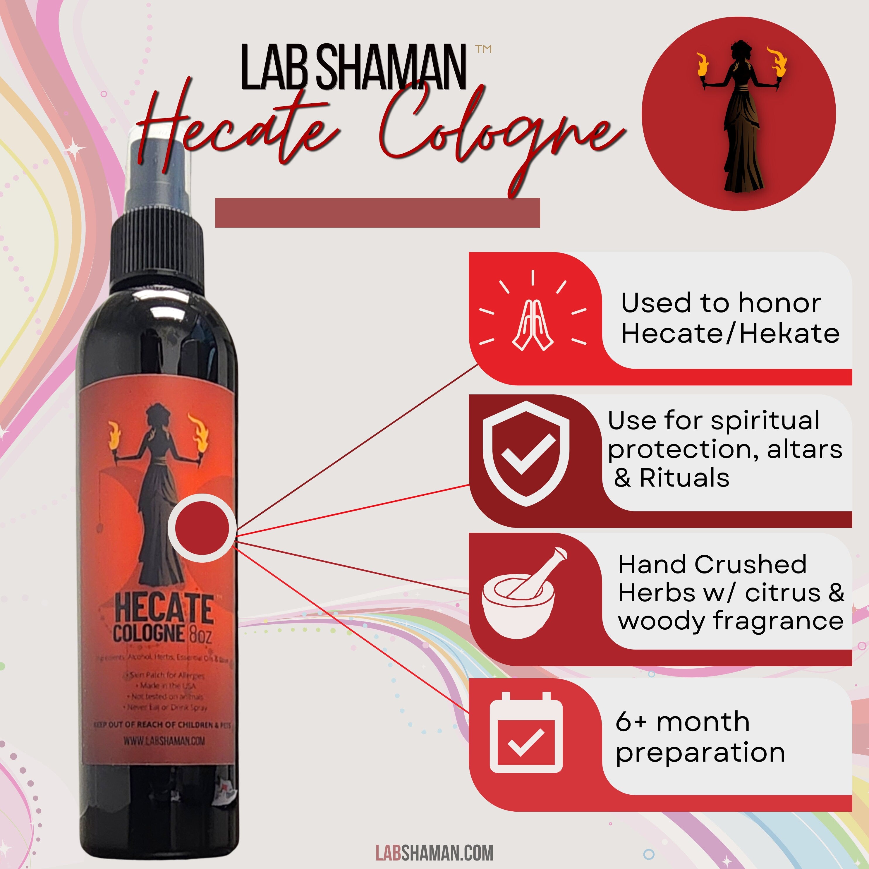 Labshaman, Hecate, hakate, hacate spray, GoddessInspired, goddess spray, EmpoweringScent, protection spray, Honor, Protection, Mysterious, Spiritual, altar tools,  Divine, Mystic, Sacred, Potent, Transformative, Occult, Pagan, Magic, citrus cologne