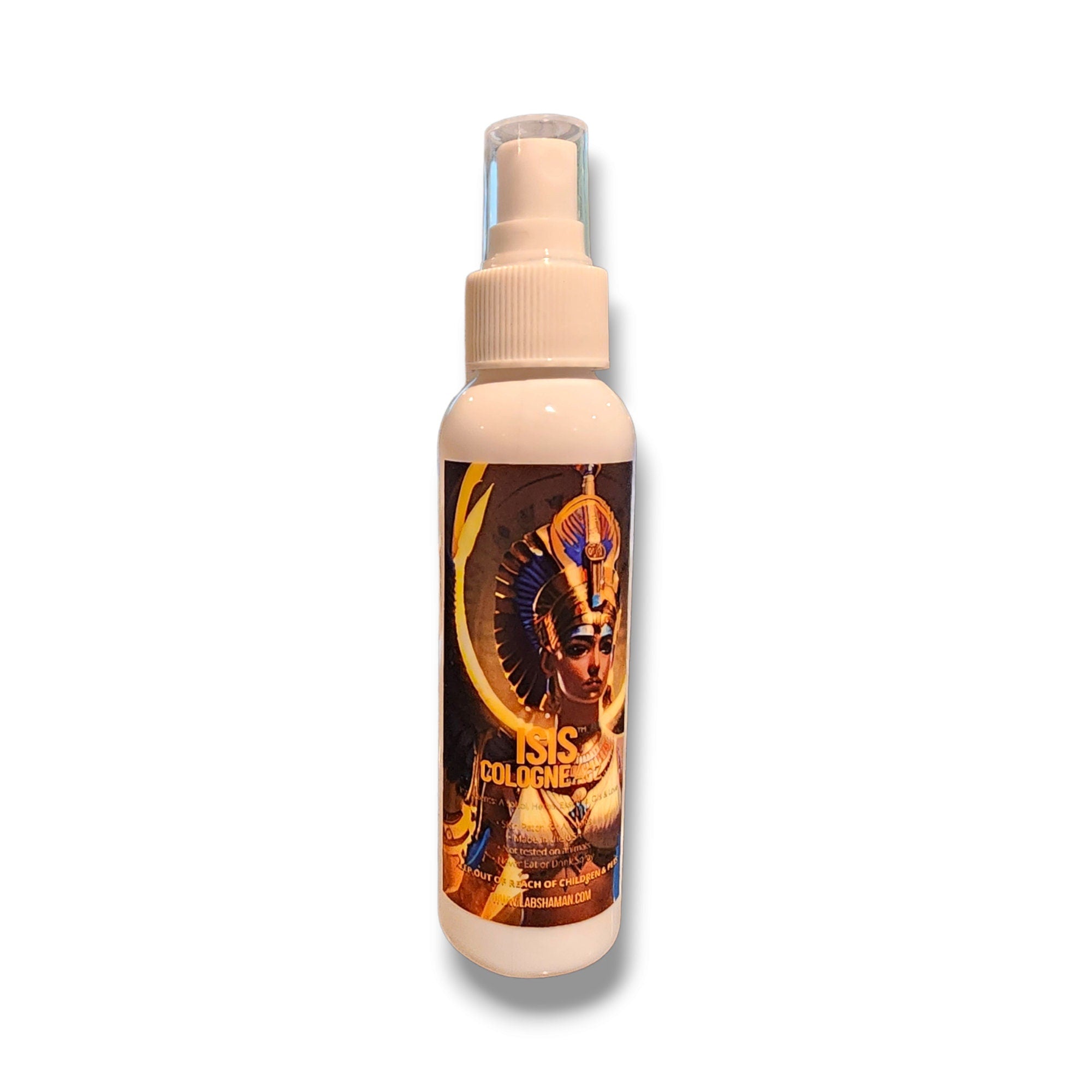 LAB Shaman&#39;s Isis Cologne, encased in an elegant glass bottle, is a unique blend that honors Isis, the Egyptian Goddess of magic, love, and healing