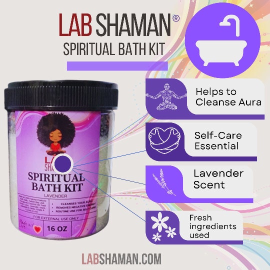 Spiritual Bath Kit, Spiritual bath, balance chakras, lab shaman, lacye, cleanse home, remove negative energy, energy cleanser, spiritual removal, bath salt, lavender