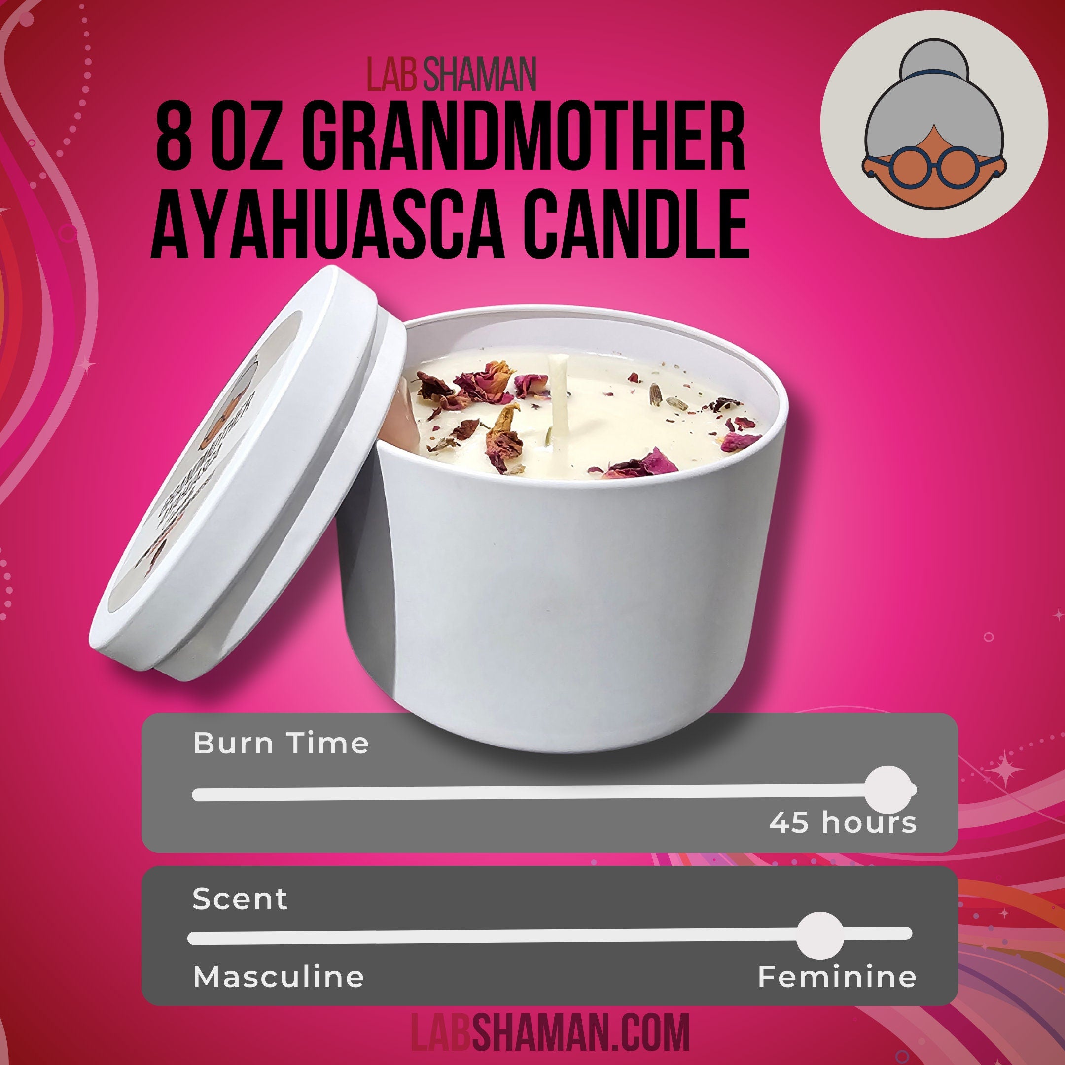 Ayahuasca, grandmother, feminine energy Samhain, ancestor candle, honor ancestors, ancestors candle, loving, memory of relatives, honor relatives, honor gods, lab shaman, manifestation candle, loving candle, hoodoo candle, wicca candle, witch candle