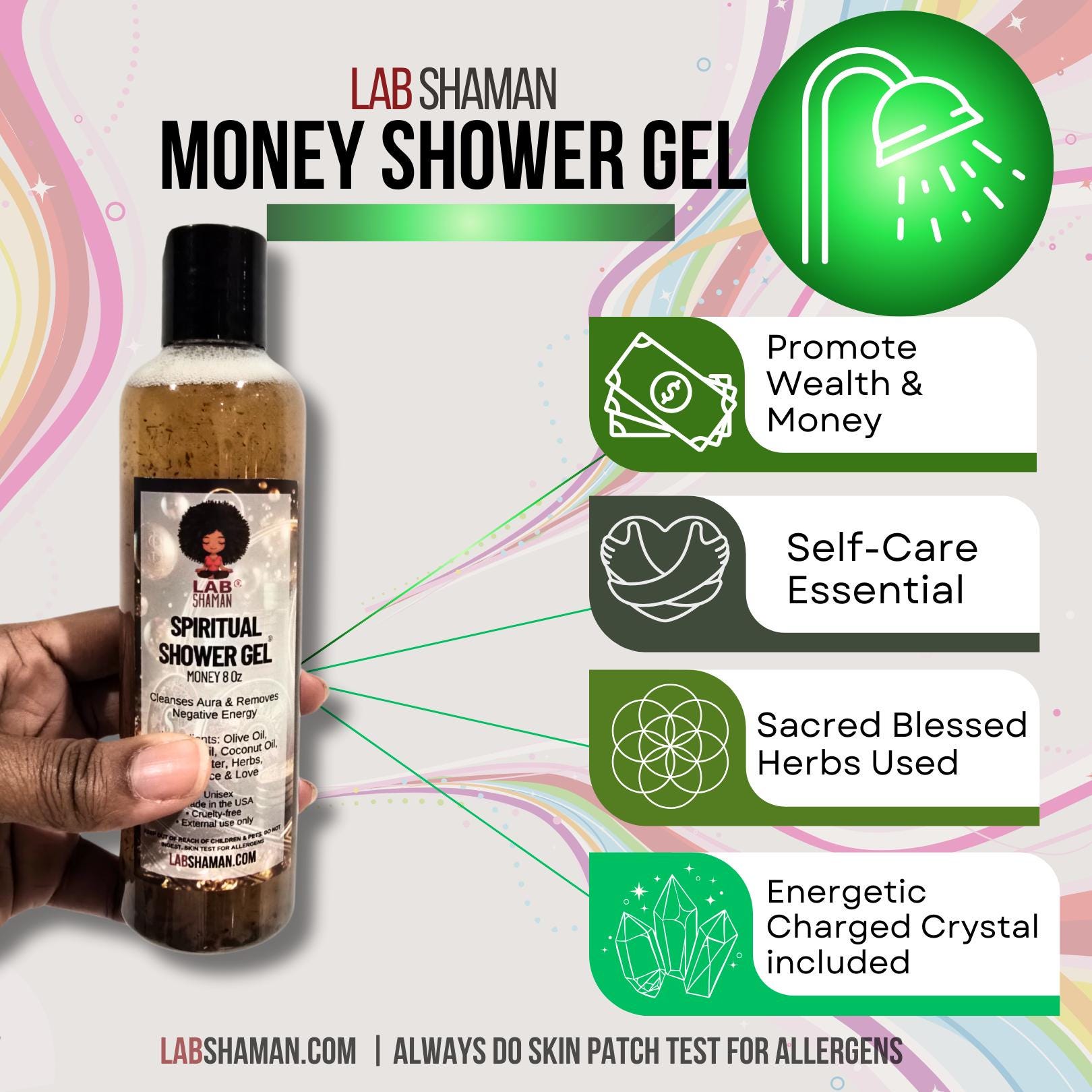 Spiritual Money Shower Gel | Abundance-Attracting Money | Wealth | LAB Shaman